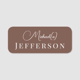 Unique Modern Chocolate Brown: Elegant Handwritten Name Tag
