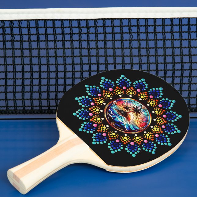Unique Modern Colourful Mandala Pattern  Ping Pong Paddle (Insitu)