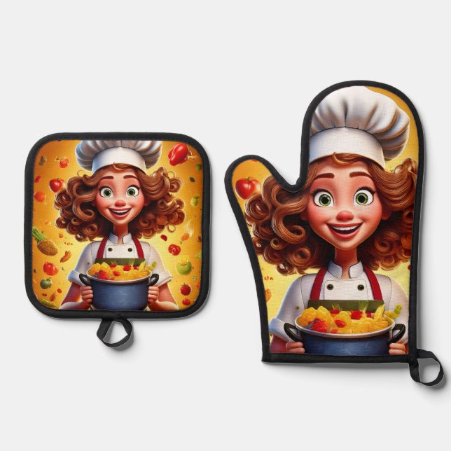 Unique & Modern Designs Oven Mitt and Pot Holder Set (Front)