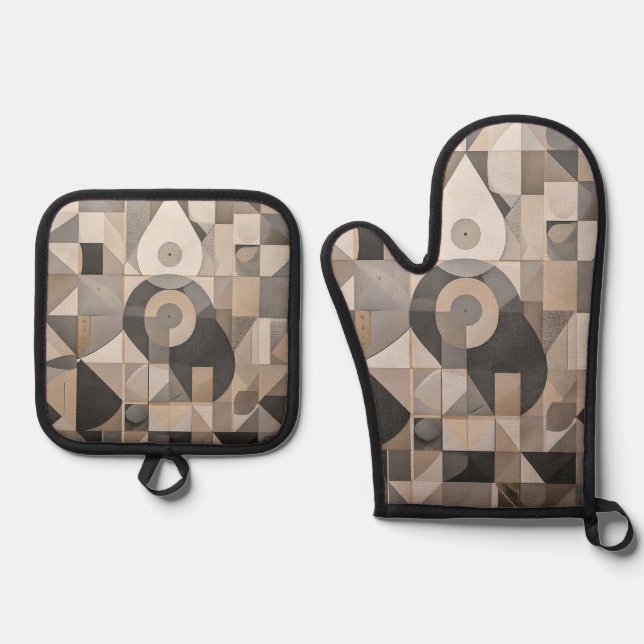 Unique & Modern Designs Oven Mitt and Pot Holder Set (Front)