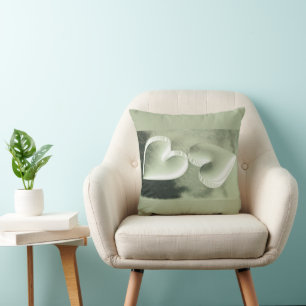 Unique modern elegant two silver hearts  cushion