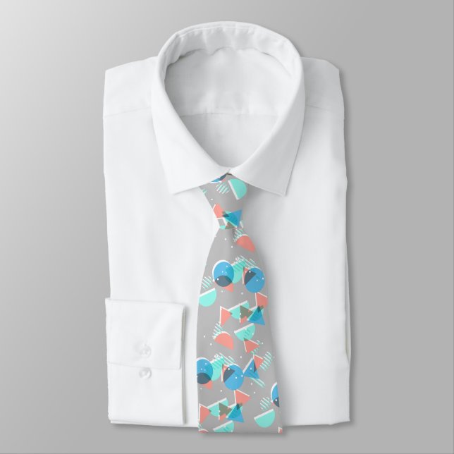 Unique Modern Geometric Retro Mosaic Art Pattern Tie (Tied)