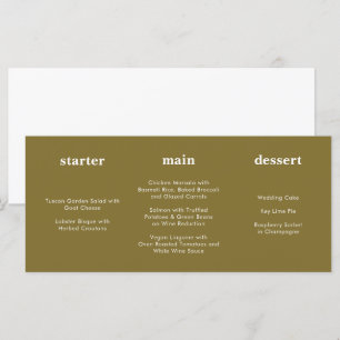 Unique Modern Golden Olive Horizontal Wedding Menu
