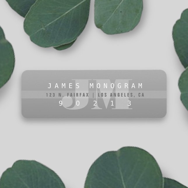 Unique Modern Grey Monogrammed Return Address (Creator Uploaded)
