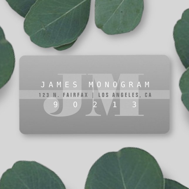 Unique Modern Grey Monogrammed Return Address Label (Creator Uploaded)