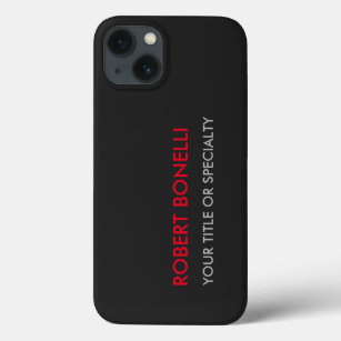 Unique Modern Grey Red Stylish Add Name Case-Mate iPhone Case