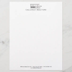 Unique Modern Home Logo Black/White Real Estate Custom Letterhead