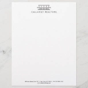 Unique Modern Home Logo II Black/White Real Estate Custom Letterhead
