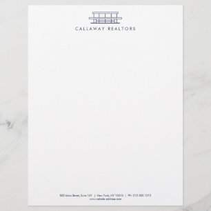 Unique Modern Home Logo II Navy/White Real Estate Custom Letterhead