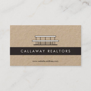 Unique Modern Home Logo II Real Estate Kraft Business Card