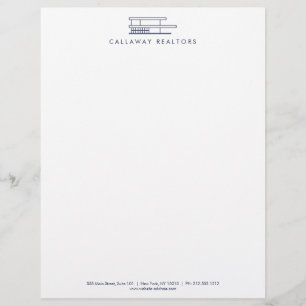 Unique Modern Home Logo Navy/White Real Estate Custom Letterhead