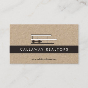 Unique Modern Home Logo Real Estate Kraft Business Card