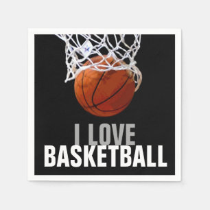 Unique Modern I Love Basketball Party Napkin