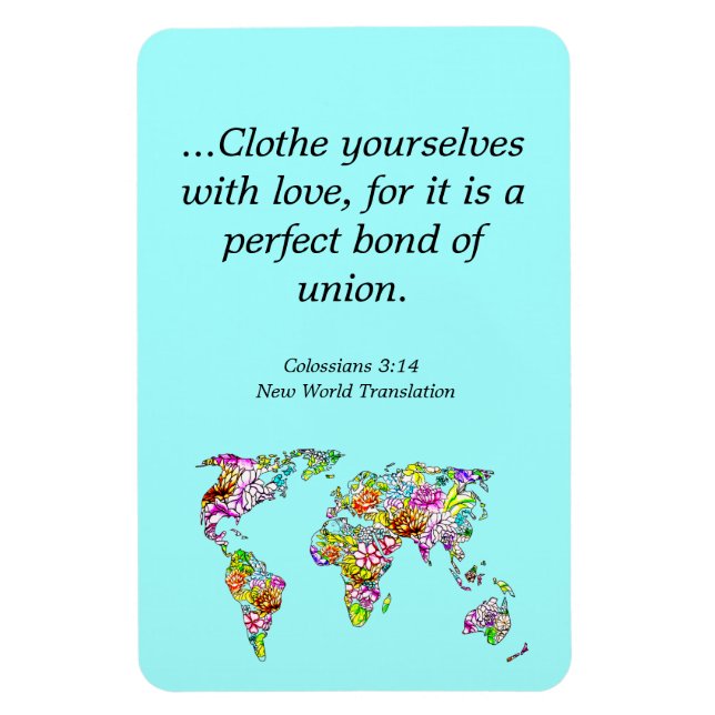 Unique Modern Inspirational Floral Bible Quote Magnet (Vertical)