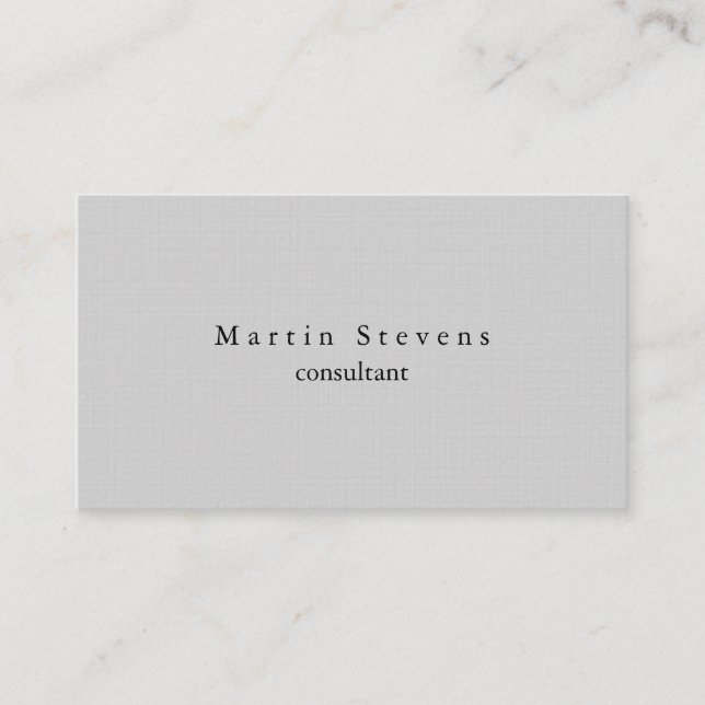 Unique Modern Light Grey Minimalist Plain Linen Business Card (Front)