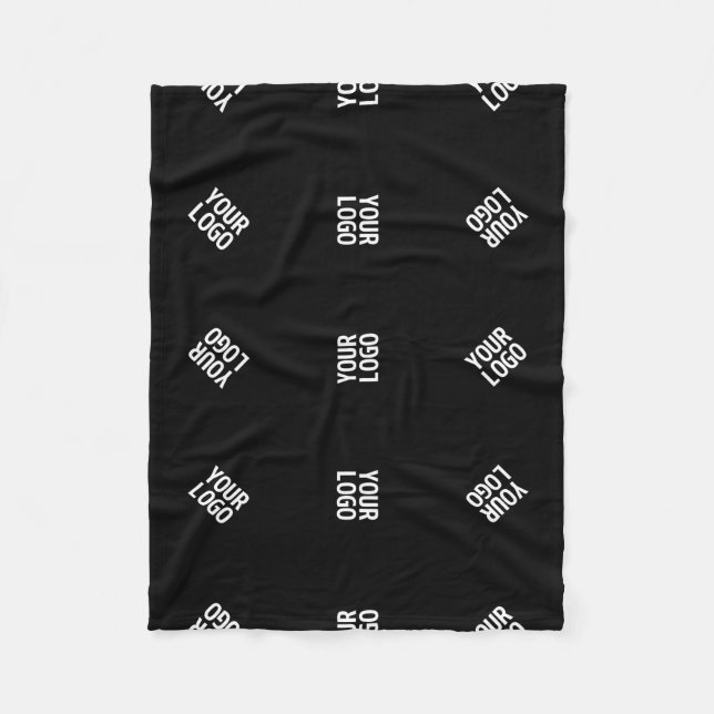 Unique Modern Logo Pattern Template | Black Fleece Blanket (Front)