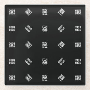 Unique Modern Logo Pattern Template   Black Glass Coaster