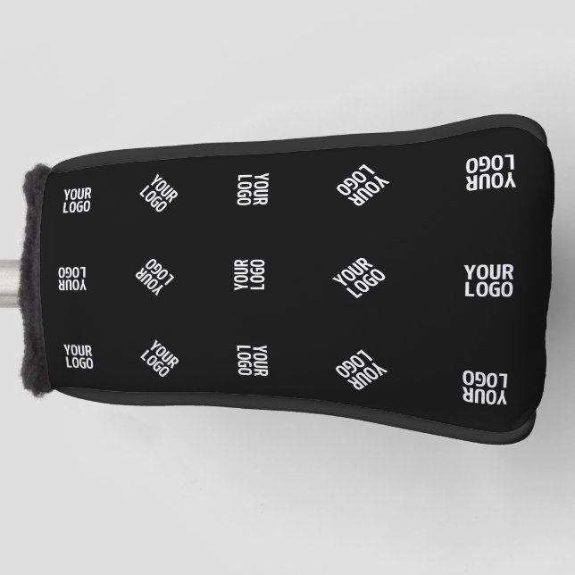 Unique Modern Logo Pattern Template | Black Golf Head Cover (Front)