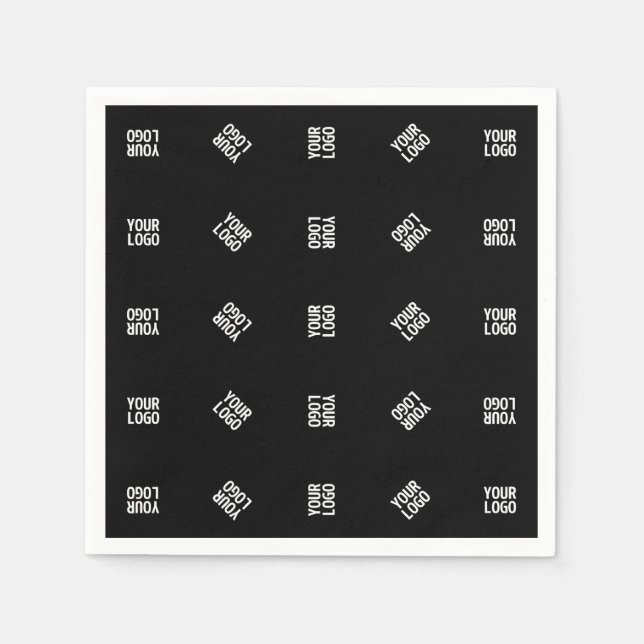 Unique Modern Logo Pattern Template | Black Napkin (Front)