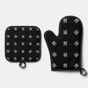 Unique Modern Logo Pattern Template Black Oven Mitt & Pot Holder Set