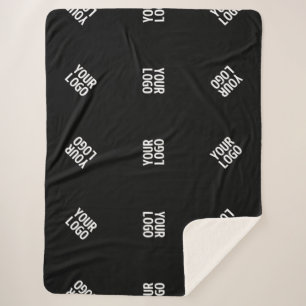 Unique Modern Logo Pattern Template   Black Sherpa Blanket