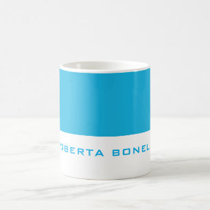 Unique Modern Minimalist Blue White Add Name Coffee Mug