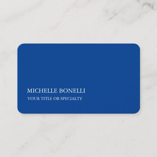 Unique Modern Minimalist Deep Blue Business Card (Front)