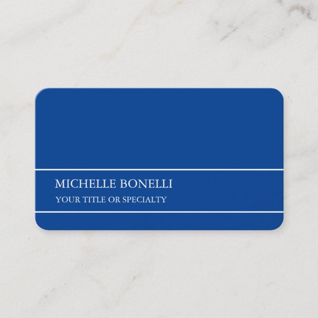 Unique Modern Minimalist Deep Blue Colour Business Card (Front)