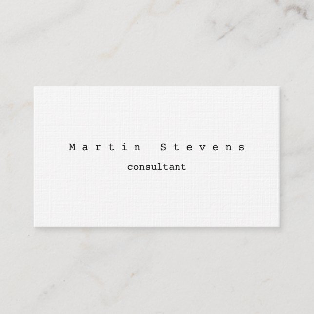 Unique Modern Minimalist Plain Premium Linen Business Card (Front)
