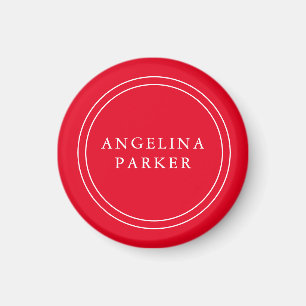 Unique Modern Minimalist Plain Red Your Name Magnet