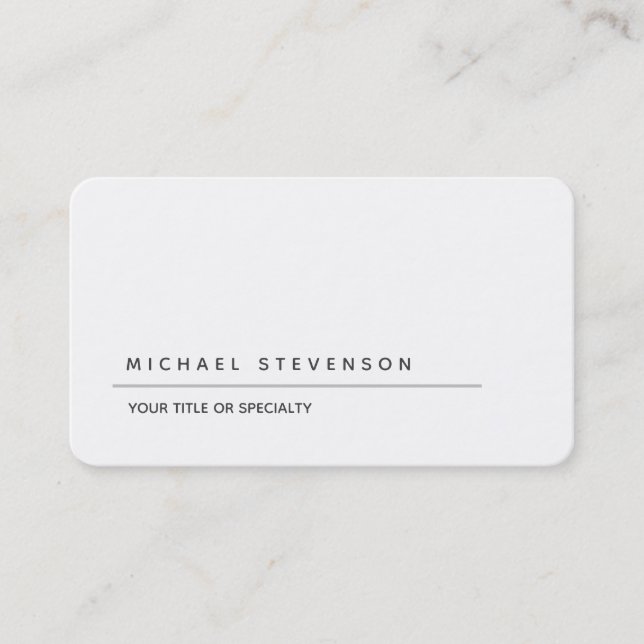 Unique Modern Minimalist Plain Round Corner Business Card (Front)