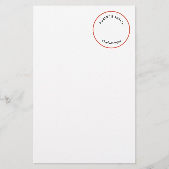 Unique Modern Minimalist Red Black White Curvature Stationery (Front)