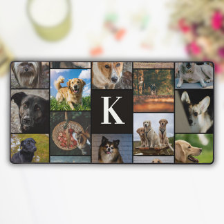 Unique Modern Monogram 16 Photo Collage  Desk Mat