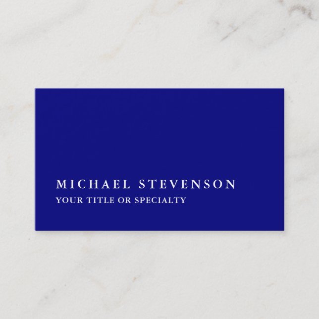 Unique Modern Navy Blue Minimalist Plain Business Card (Front)