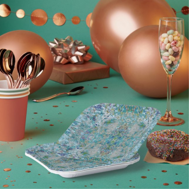 Unique Modern One Of A Kind Abstract Art Design Paper Plate (Multi)