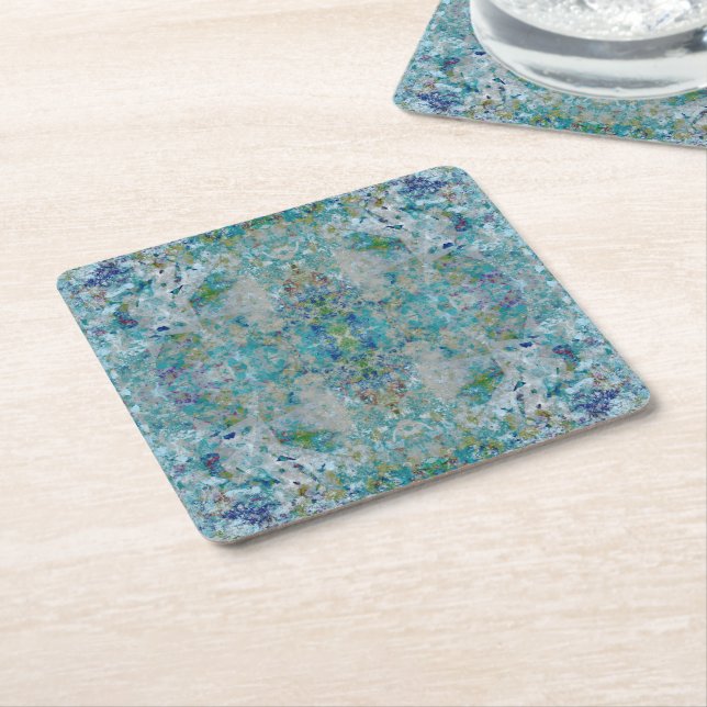Unique Modern One Of A Kind Abstract Art Design Square Paper Coaster (Angled)