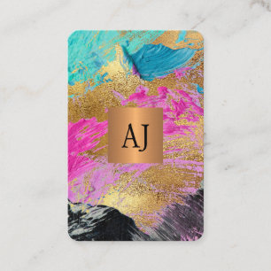 Unique modern painting gold monogrammed business card