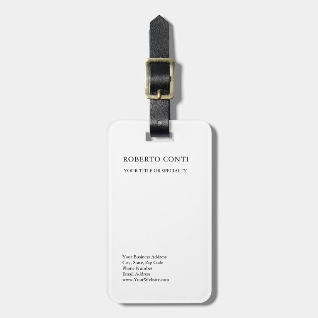 Unique Modern Plain Minimalist Luggage Tag (Front Vertical)