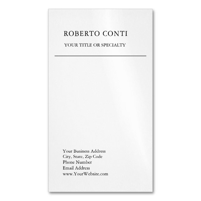 Unique Modern Plain Minimalist Magnetic Business Card (Front Vertical)