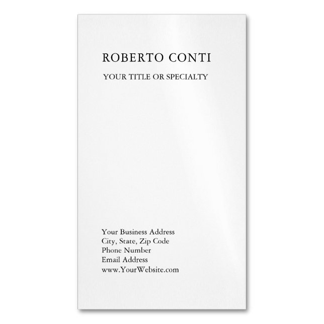 Unique Modern Plain Minimalist Magnetic Business Card (Front Vertical)