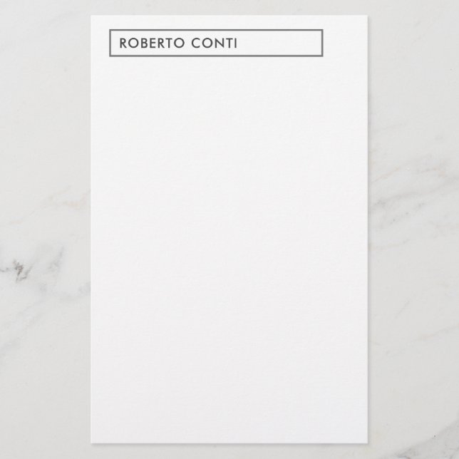 Unique Modern Plain Minimalist Name Stationery (Front)
