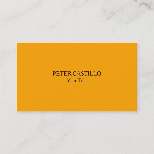 Unique Modern Plain Minimalist Orange White Business Card (Front)