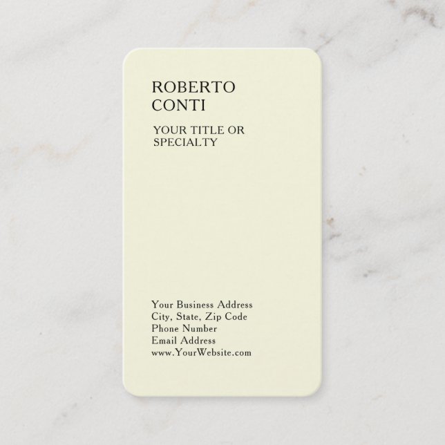 Unique Modern Plain Minimalist Premium Silk Beige Business Card (Front)