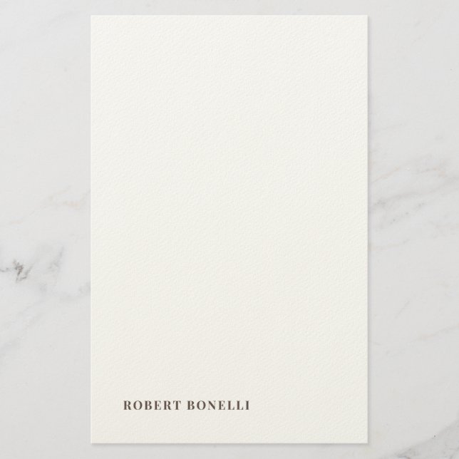 Unique Modern Plain Your Name Minimalist Stationery (Front)