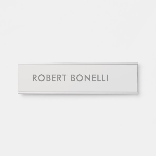 Unique Modern Platinum Grey Minimalist Door Sign (Front)