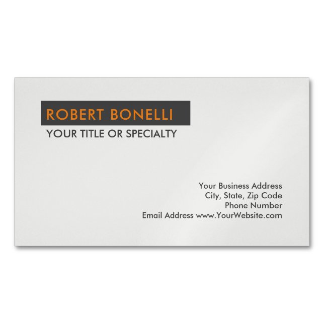 Unique Modern Platinum Grey Minimalist Magnetic Business Card (Front)