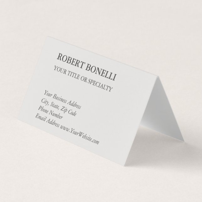 Unique Modern Platinum Grey Stylish Minimalist Business Card (Front)