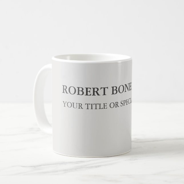 Unique Modern Platinum Grey Stylish Minimalist Coffee Mug (Front Left)