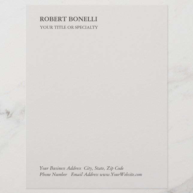 Unique Modern Platinum Grey Stylish Minimalist Custom Letterhead (Front)