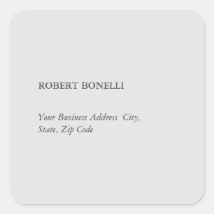Unique Modern Platinum Grey Stylish Minimalist Square Sticker